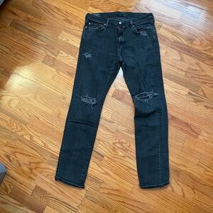 Abercrombie & Fitch Men's Dark Gray Distressed Jeans